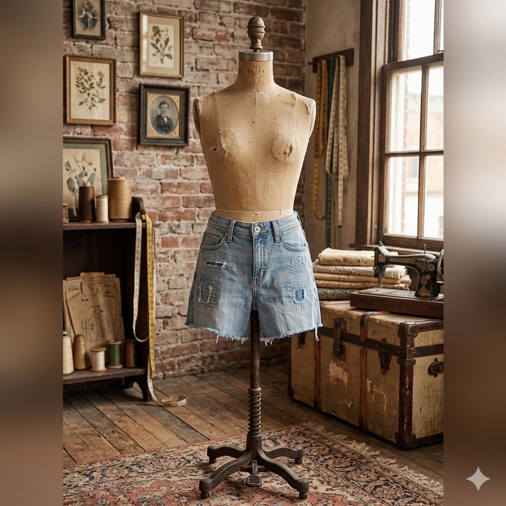 Pilcro & The Letterpress Anthropologie Distressed Denim Shorts | Slim Boyfriend